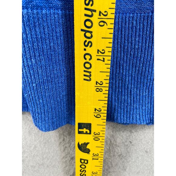 Halogen Cardigan Womens Sz SP Linen Blend Sweater Blue Long Sleeve Lagenlook New - Picture 6 of 9